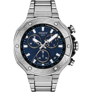 Tissot T-Race Chronograph herreur i stål blå urskive med lænke