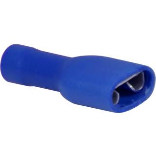 Helisolerede fladstikhylstre, hun, 6.4 x 0.8 mm, passer til kabel 1.5 - 2.5 mm², 100-pak, blå