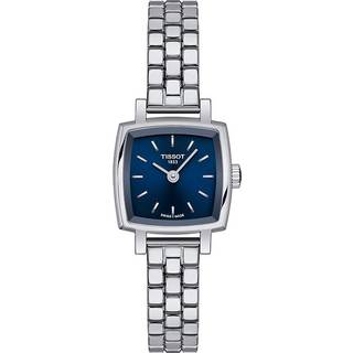 Tissot Lovely Square dameur i stål med lænke og blå skive