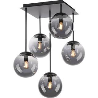 Loftslampe Big Widow, glaskugler, fem flammer