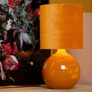 Esterad bordlampe, okker, Ø 24 cm, højde 47 cm, glas