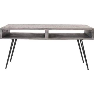 WOMO-DESIGN Moderne sofabord 100cm gråt massivt træ mangotræ med 2 skuffer og