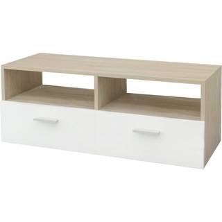 ML Design Træ TV Lowboard i hvid / natur 95x36x35cm, moderne tv-kort med