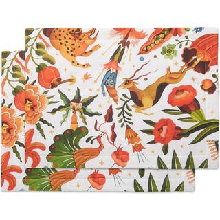 La DoubleJ Table Linens - 'Jungle Book' tablemat, set of two in Multicolor 100% LINEN