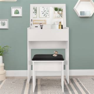 Garderobeskab med spejl inkl. skammel 60x40x122 cm Hvid MDF ML-Design