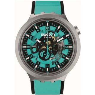 Swatch Big Bold Irony Mint Trim Quartz Turquoise Dial Turquoise Rubber Strap Unisex Watch SB07S111