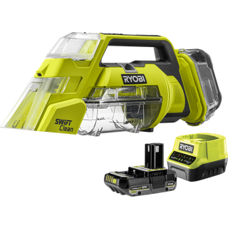 Ryobi swift clean pletrenser sæt 1x2,0ah batteri, lader og 250ml væske rdc18-1c20g