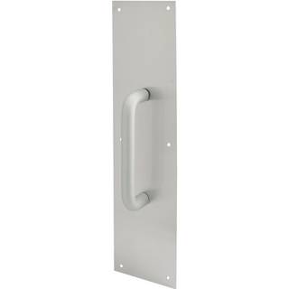 Prime-line J 4640 4 x 16 in. Satin aluminium rund håndtag dørtræk og plade (enkelt pakke)