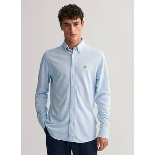 Gant Regular Jersey Pique Long Sleeved Shirt Blue