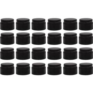 Darware 15-milliliter Glass Balm Jars (24-Pack sort); 1/2 oz lille kosmetiske krukker med foret black metal l?g