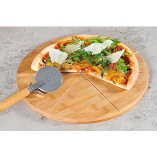 Pizzaserveringsfad med udstikker, 32 cm, bambus - Kesper