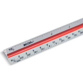 Better Office Products Triangular Ruler 12 tommer Metal Ruler Triple -sidet farvekodet Imperial Scale M?linger Drafting Ruler Architect Ruler (1