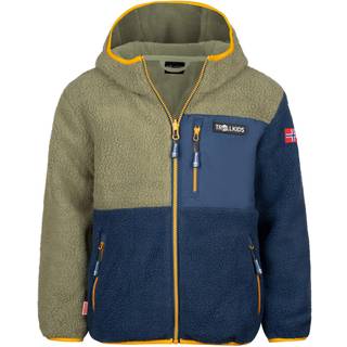 Trollkids Kid's Aurlandsfjord Jacket Fleecejakke Børn størrelse 152 farve blå/olivengrøn