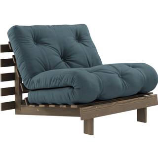 Roots 90 Sovesofa Fra Karup Design i Massiv FSC Fyrretræ | Japandi - Carob Brown - 757 Petrol Blue