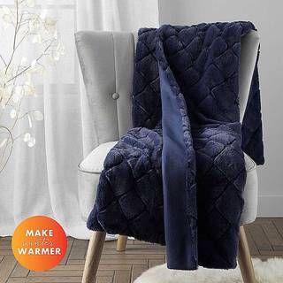 Catherine Lansfield Catherine Lansfield Blue Teddy Cosy and Soft Diamond Fleece Throw