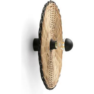 Costas væglampe, sort/lyst træ, rattan, Ø 40 cm