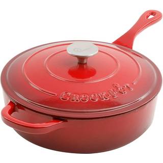 Crock Pot Artisan 3,5 kvart emaljeret st?bejern dyb sauce? Pan Scarlet Red