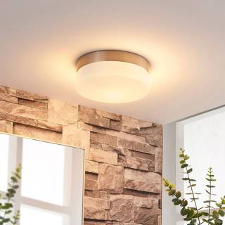 Lindby loftlampe til badeværelset Amilia, Ø 18 cm, E27, nikkel, glas
