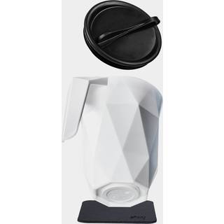 Magnetisk kaffe-/tekop i plast Silwy Magnet Coffee Cup To-Go, hvid, 30 cl / 300 ml + sort magnetisk glasunderlag + låg