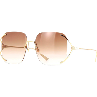 Gucci Kvinde GG0646S 002 Solbriller Metal Guld Brun Firkantet Normal Skygge