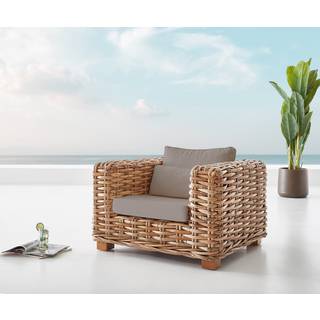 Loungesessel Nizza aus Rattan natur mit Kissen braun - Natur, Braun