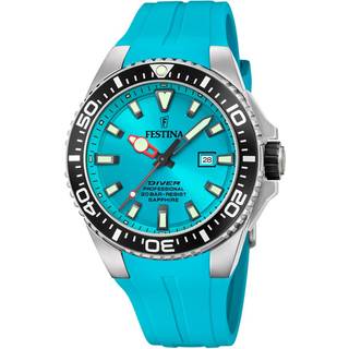Festina Diver herreur i stål med metallic blå urskive
