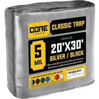 CORE TARPS KLASSISK 5 MIL TARP DÆKNING Vandtæt UV -resistent rip og tåre Proof Poly Tarpaulin med forstærkede kanter til tagcamping Patio Pool Co