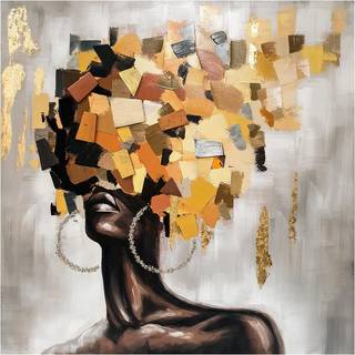 Håndlavet Maleri - Wooden Hair -  Str: 100 x 100 Cm