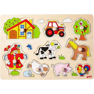 Goki Wooden Stud Puzzle Farm Retro 9pcs. Wood