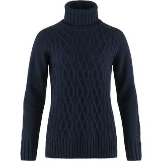 Fjällräven Women's Övik Cable Knit Roller Neck Uldsweater Damer størrelse S farve blå