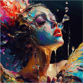 Lærredstryk - Vivid - Str: 180 x 180 Cm