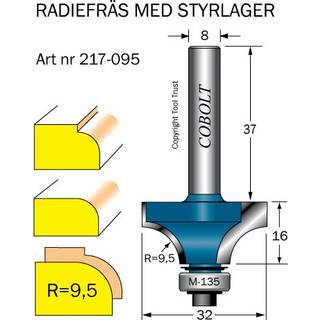 Cobolt HM-afrundingsfræser r=9,5 m kugleleje