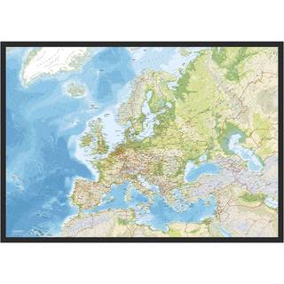 Europakort til Nåle i Sort Ramme - Classic - Plakat -  Str: 80 x 116 Cm