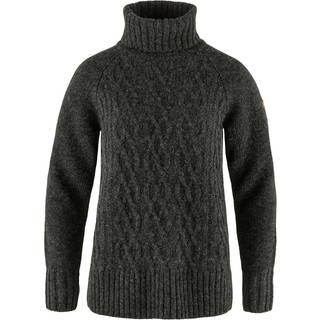 Fjällräven Women's Övik Cable Knit Roller Neck Uldsweater Damer størrelse L farve grøn/turkis