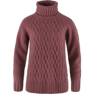 Fjällräven Women's Övik Cable Knit Roller Neck Uldsweater Damer størrelse S farve rød
