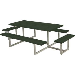 PLUS Basic bord/bænkesæt med 2 påbygninger, grøn/nåletræ, 260 cm