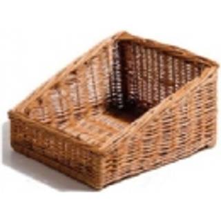 Brødkurv, rektangulær, håndlavet brunt flet, 30x35x19 cm, front 9 cm