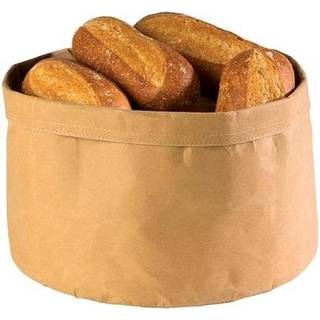 Brødpose rund Ø17x11 cm læderlook brun