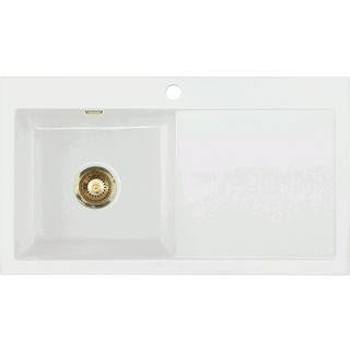 Lavabo Mera 90 Køkkenvask 90 x 51 cm højre version med messing bundventil og overløb