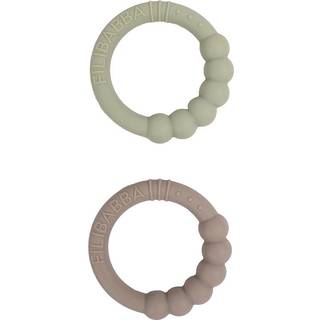 Filibabba Bidering I Silikone Warm Grey & Oil Green (2 stk)