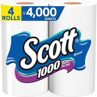 Scott 1000 ark per rulle toalettpapper 4 rullar badvävnad