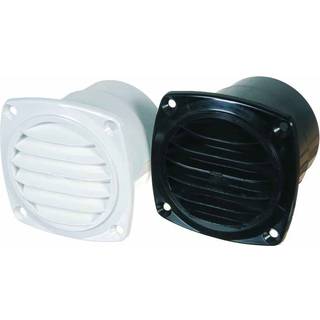 Ventilationsgitre, plast, med slangstuds 3" (76 mm), sort