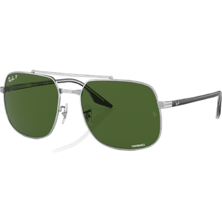 Ray - Ban Unisex RB3699 003/P1 Solbriller Metal Sølv Grøn Firkantet Polariseret