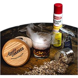 Cocktail ryger -kit med fakkel og butan - 100% USA Oak ryger high -end sæt - Gammeldags cocktail -kit til whisky - Bourbon -gaver til mænd - gave
