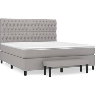 Kontinentalseng Stof Lysegrå - Med pynteknapper / 180 x 200 cm