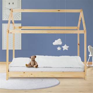 ML Design COT 80x160 cm med tag og slattedramme, natur, boligblå til piger og