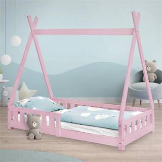 Seng med faldsikring og gitterramme 80x160 cm Pink pine ML-Design