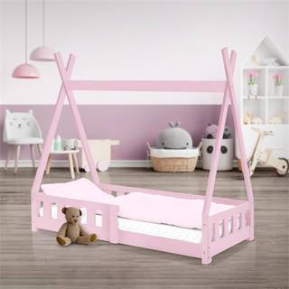Seng med faldsikring og espalierramme 70x140 cm Pink fyr ML-Design