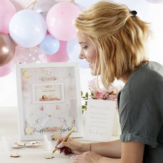 Kate aspen baby shower g?stebog alternativ en st?rrelse lyser?d elefant