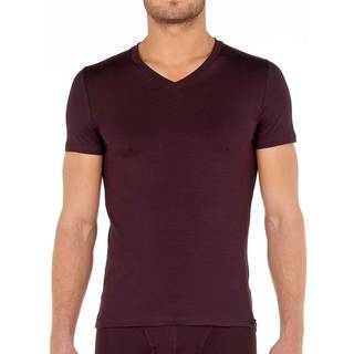 HOM Herren T-Shirt rot Mikrofaser unifarben